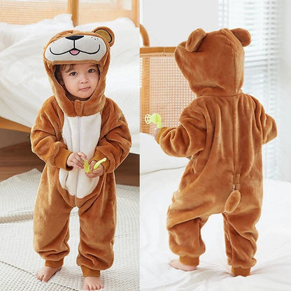 Baby Rompers Winter Kigurumi Lion Costume for Girls Boy Toddler Animal Jumpsuit Infant Clothes Pyjama Kids Overalls Ropa Bebes