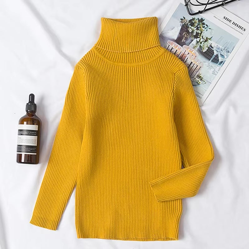 Baby Turtleneck Knitted Sweaters Girls Winter Clothes Children Boys Pullover Toddler Knit Sweate Cotton Baby Pullover Clothes