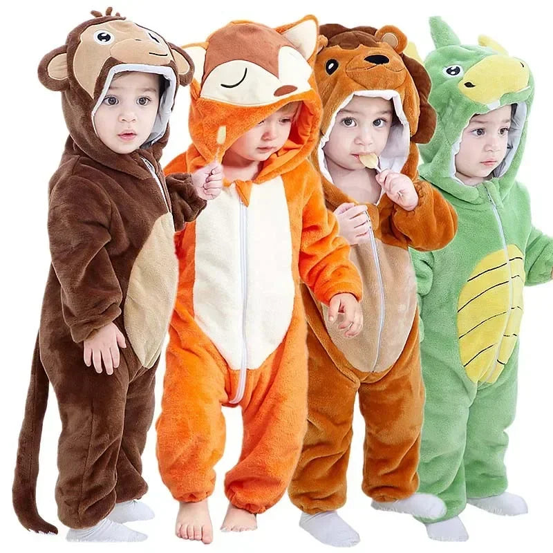 Baby Rompers Winter Kigurumi Lion Costume for Girls Boy Toddler Animal Jumpsuit Infant Clothes Pyjama Kids Overalls Ropa Bebes