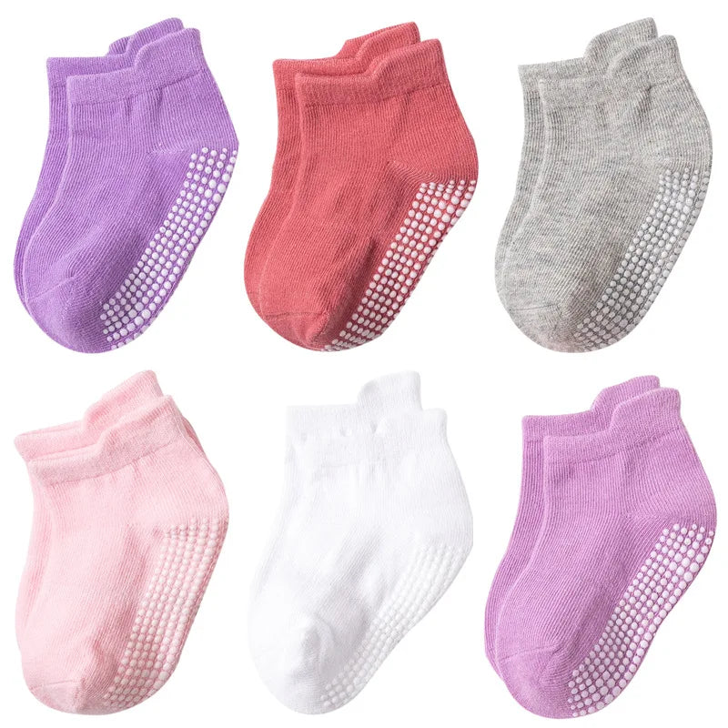 Boys 6 Pack Non Slip Baby Socks for 0-24M Newborn Bebe Girls Grips anti Skid Ankle First Walker Infant Kids Cotton Sock 2021